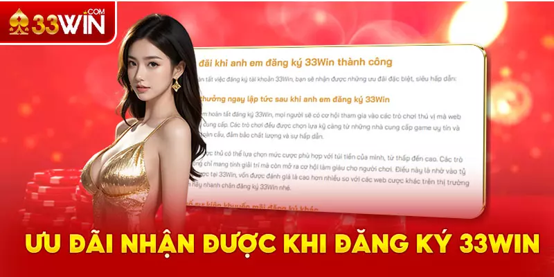 Các ưu đãi nhận được khi đăng ký 33Win